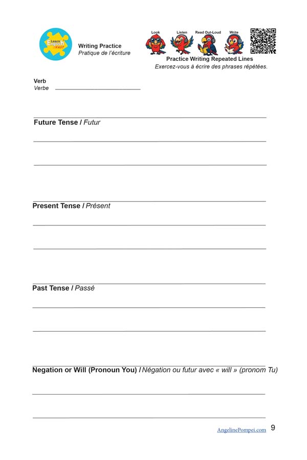 30 verbs and pronouns english french bilingual workbook-09
